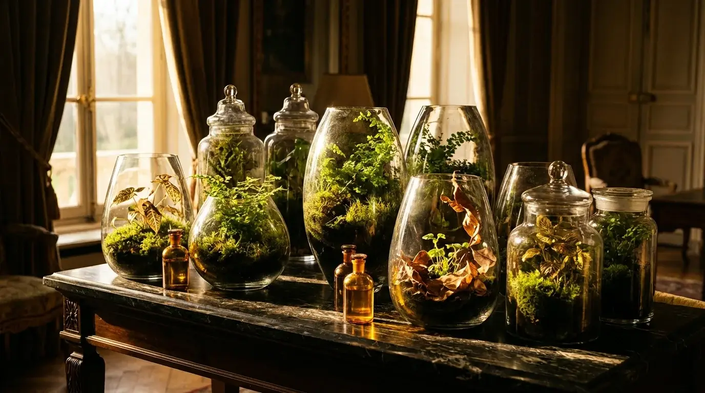 Abstraktes Editorial-Bild — goldene organische Formen, die Vielfalt und Veränderung symbolisieren