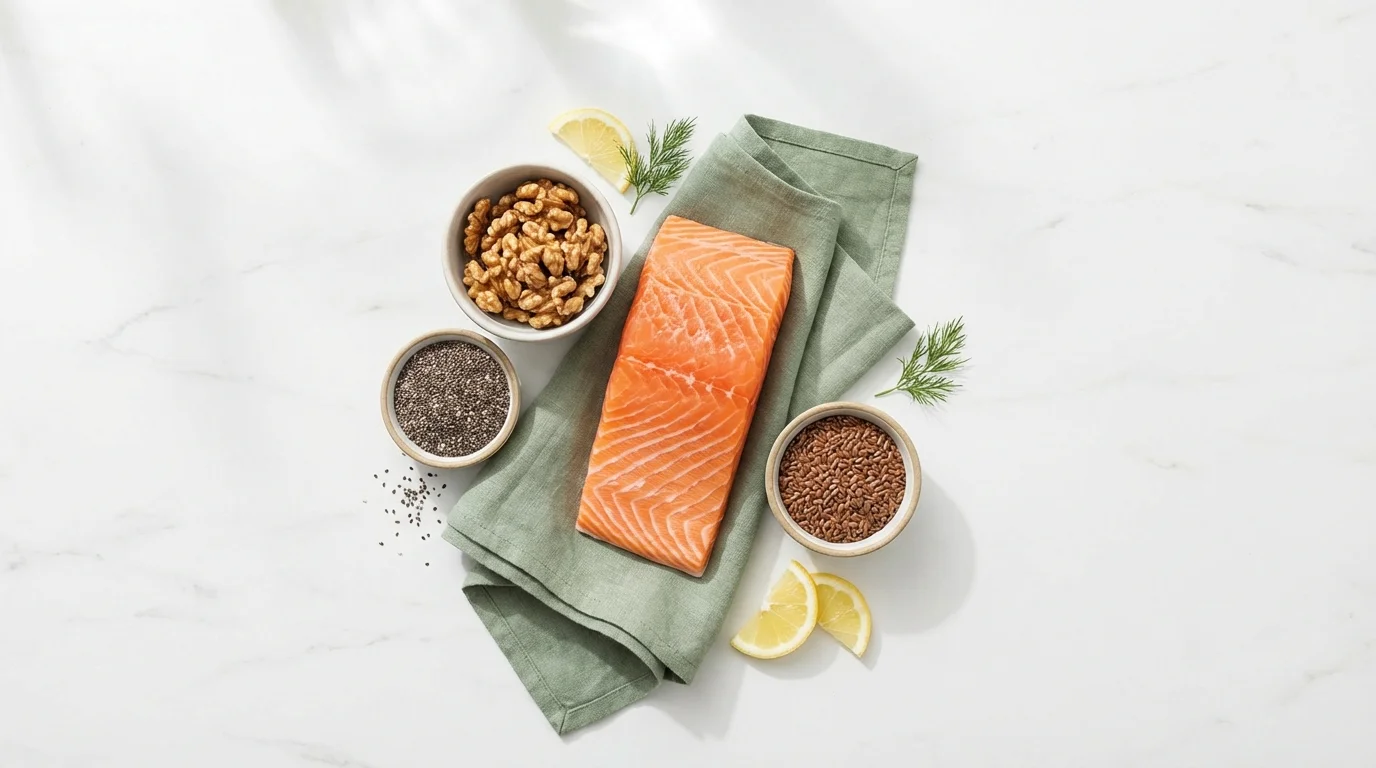 Frau preparando alimentos omega-3