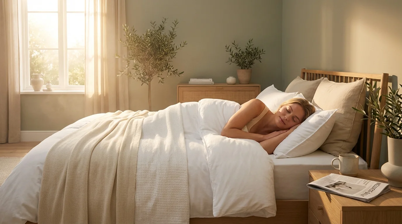 Frau schläft friedlich - Hautregeneration im Tiefschlaf