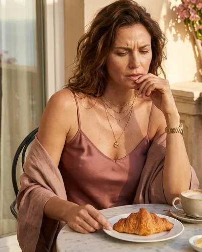 Frau Mitte 40 auf einem Mittelmeer-Balkon