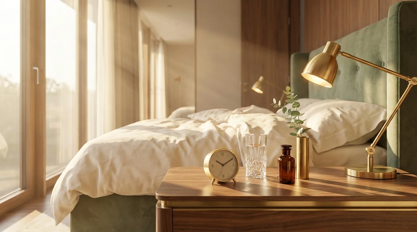 Wecker im Morgenlicht, goldene Strahlen