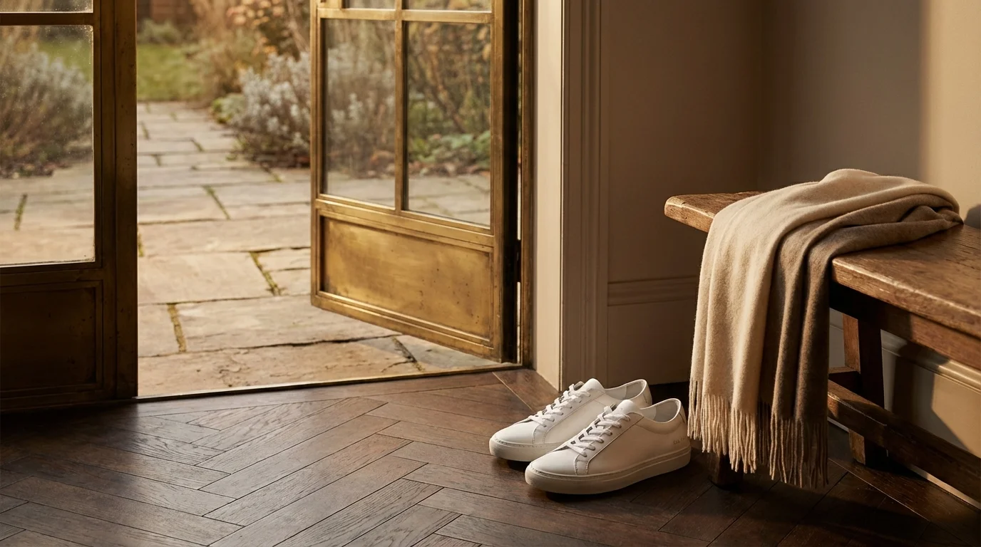 Elegante Sneakers bereit f&uuml;r den t&auml;glichen Spaziergang &mdash; Bewegung beginnt an der T&uuml;r